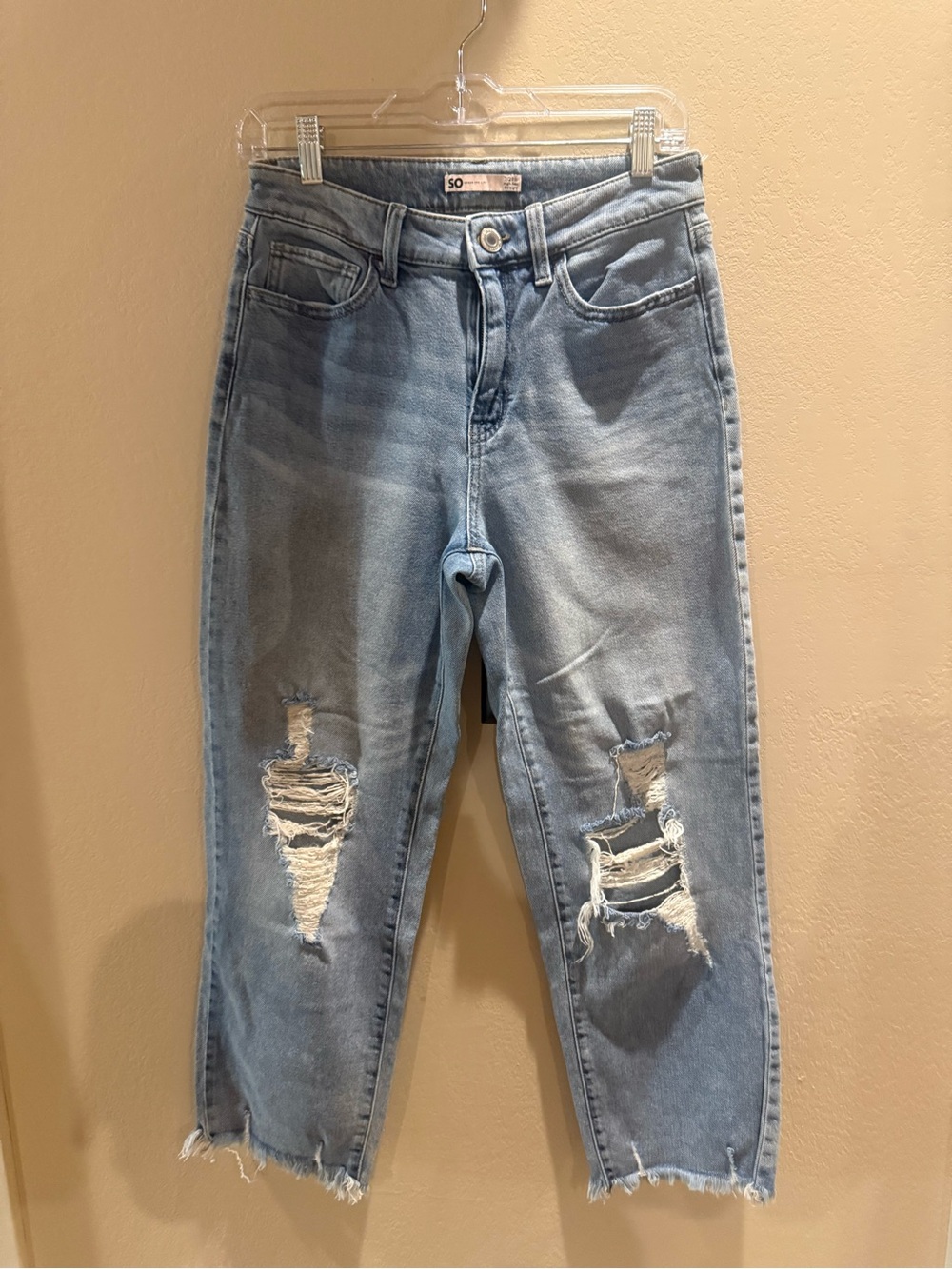 SO Women High Rise Light Blue Distressed Jeans